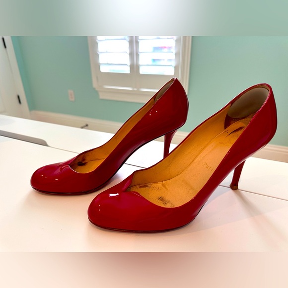 Christian Louboutin Shoes - Authentic Christian Louboutin Red Patent 85M Leather Pumps - Size 40.5